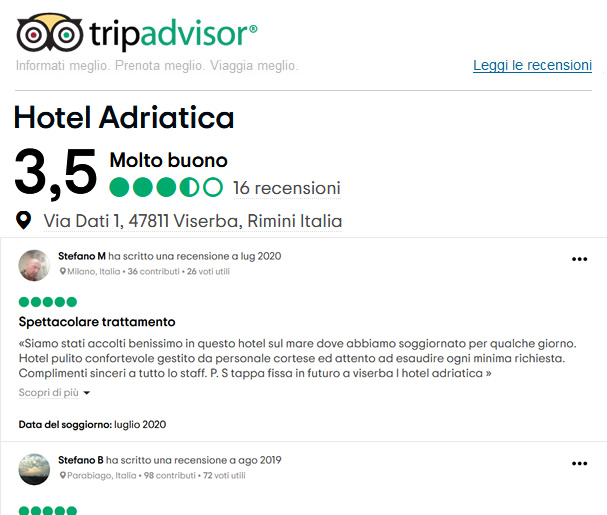 Recensioni Tripadvisor Hotel Adriatica